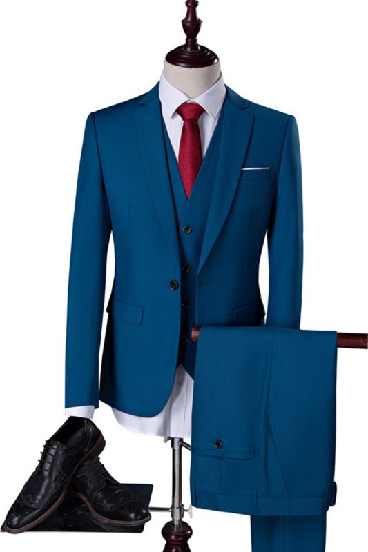 Teal Notch Collar Men Suit | 3-Pack Formal Slim Fit