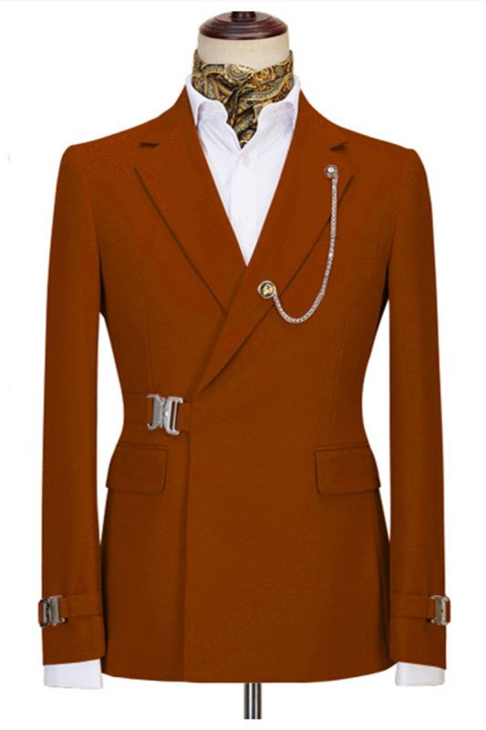 Gavin Newest Orange Two Piece Notched Lapel Business Men Suit