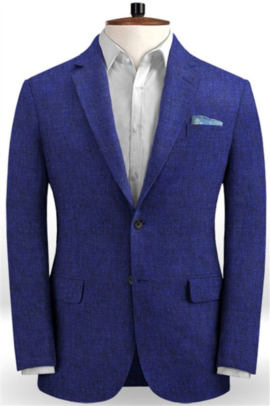Royal Blue Linen Casual Mens Suit 2022 | Summer Beach Ball Tuxedo For Men