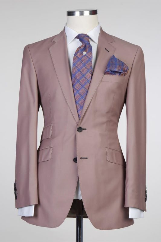 Deep Pink Slim Fit Notched Lapel Chic Prom Menwear