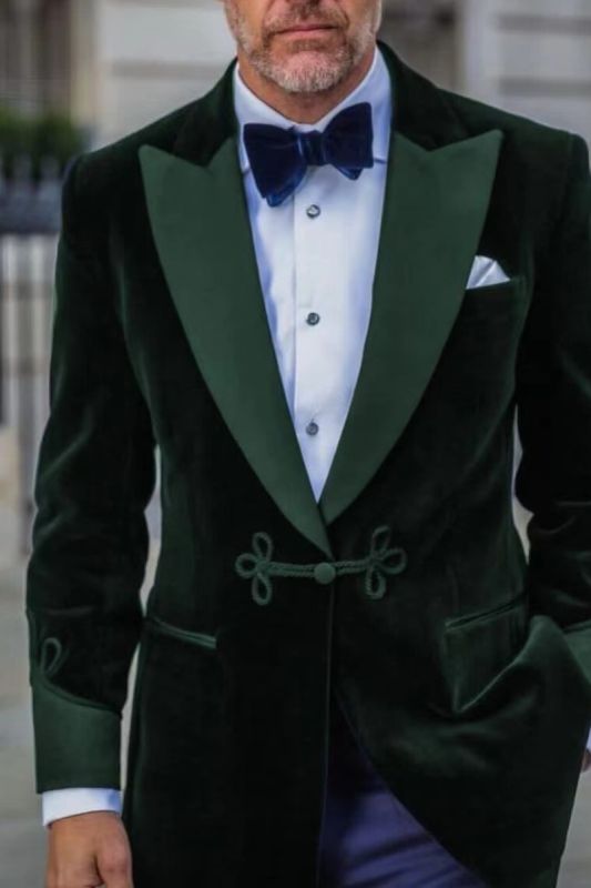 Velvet Trendy Lapel Collar Men Two Piece Suit | Prom And Wedding Suits
