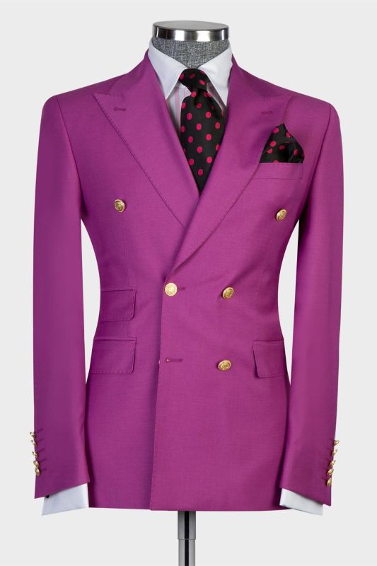 New Arrival Fuchsia Fashion Double Breasted Pointe Collar Prom Men's Suit Suit