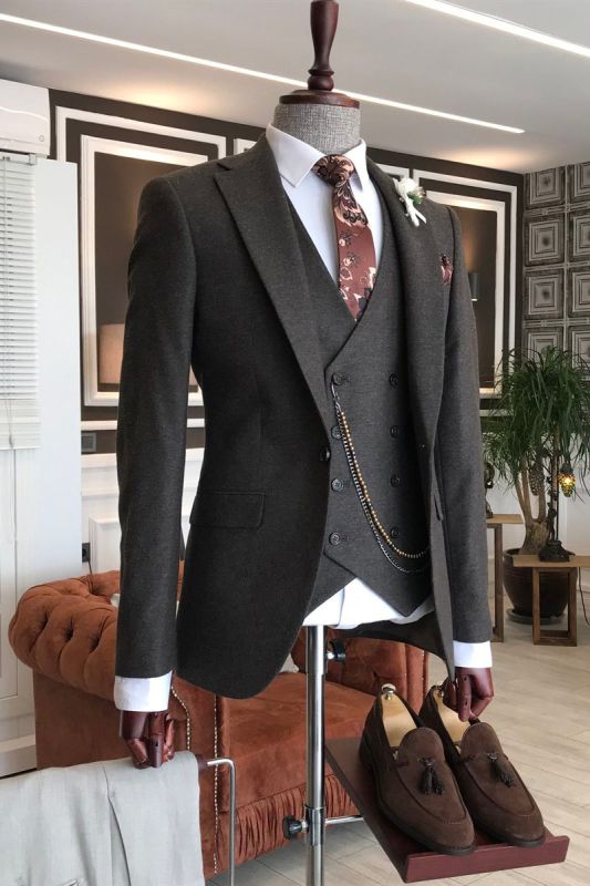 Payne Formal Black 3 Piece Notched Lapel Mens Business Suit