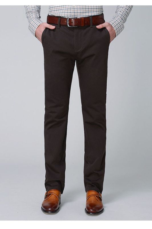 Raul Chocolate Cotton Classic Straight-Leg Business Pants