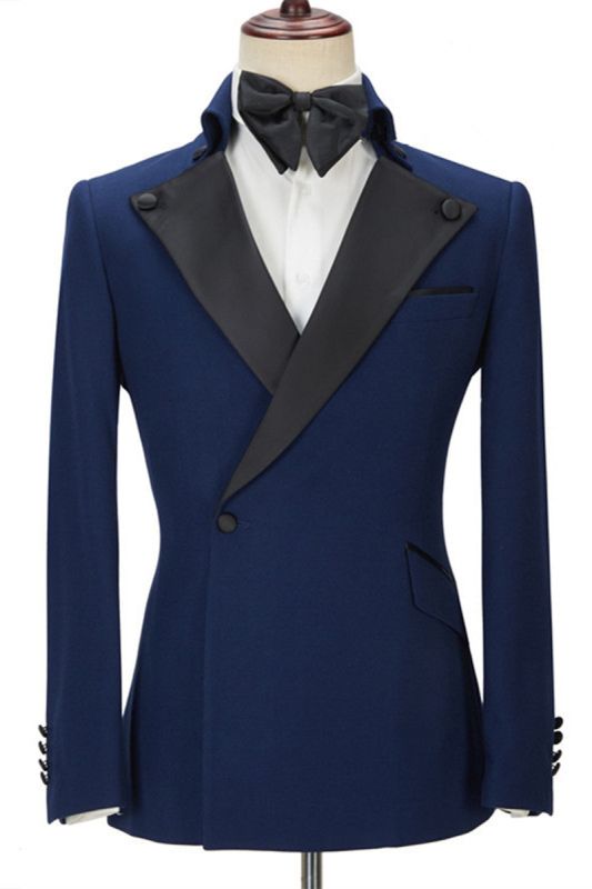 Davion Deep Navy Pointed Lapel Two Piece Stylish Men For Prom