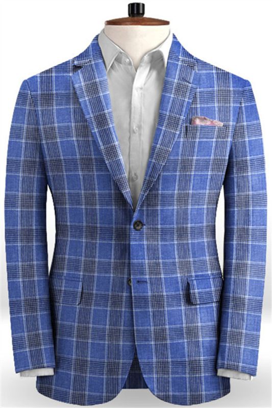 Newes Mens Plaid Suit Tuxedo |  Linen Business Mens Suit