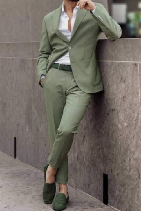 Lime Green Fashion Slim Fit Custom Mens Prom Suit