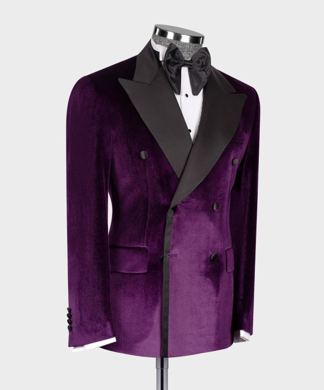 Men's  5 Piece Purple 2 Button Side Vents Suit