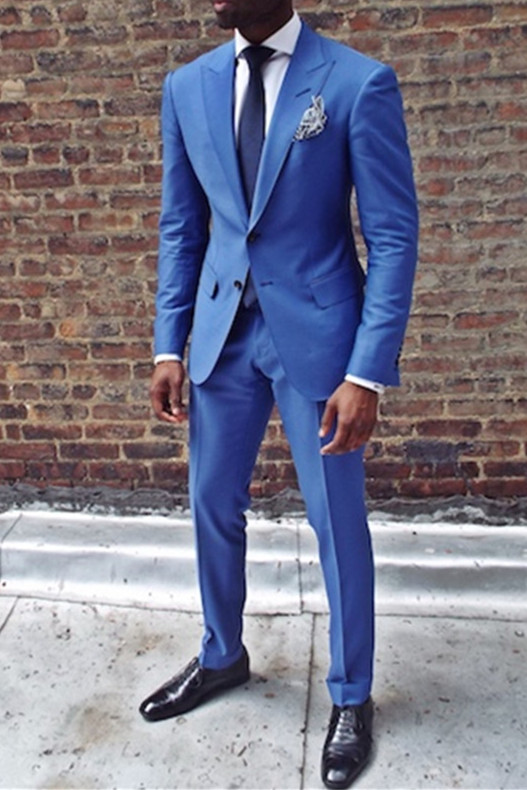 Royal Blue Two Piece Mens Suit |  Point Lapel Prom Suit