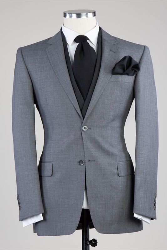 New Arrival in Gray Men's Business Suit Fitted Notched Lapel 3-Piece Set New Arrivals