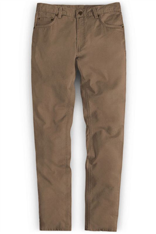 Casual Cotton Long Zip Fly Straight-leg Pants