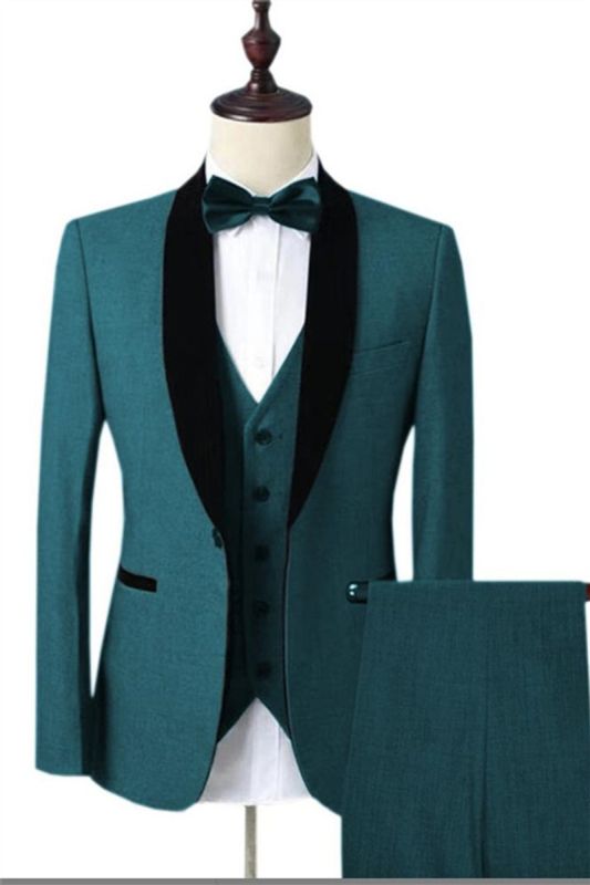 Men Ocean Blue Prom Suit |  Best Shawl Lapel Slim Fit Tuxedo
