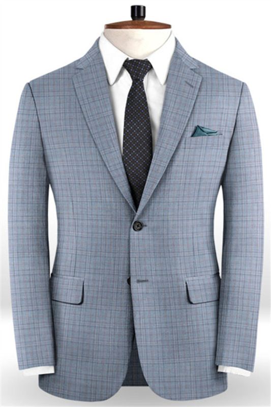 Slim Fit 2-Piece Business Suits for Men | Best Groomsmen Mens Wedding Plaid Suits