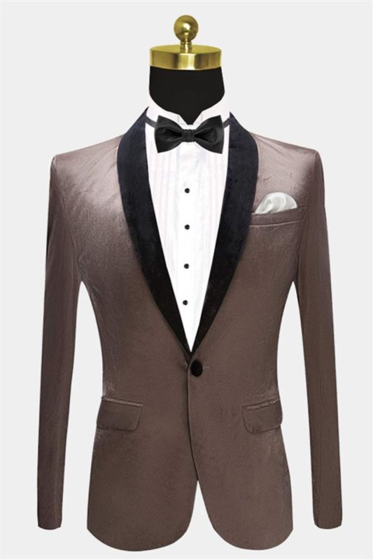Prom Grey Velvet Blazer |  Men Slim Fit Casual Blazer