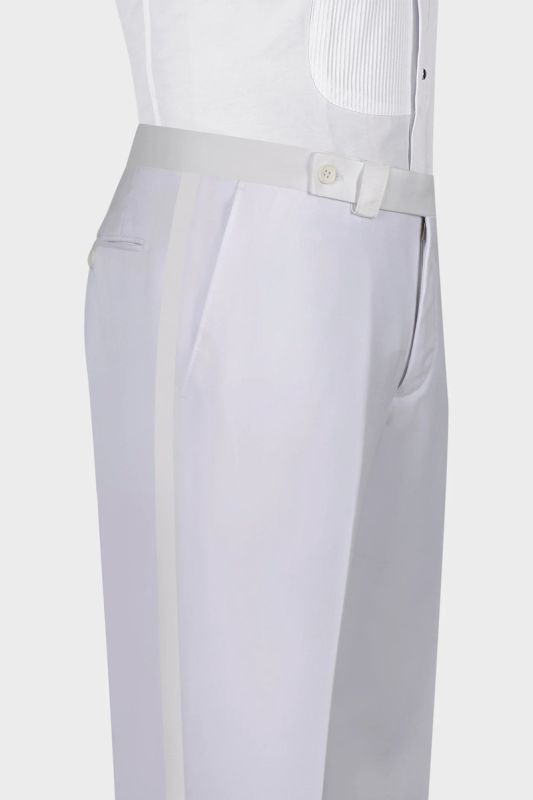 White Suit Pant｜Wedding Center Seam Hem Men's Pants