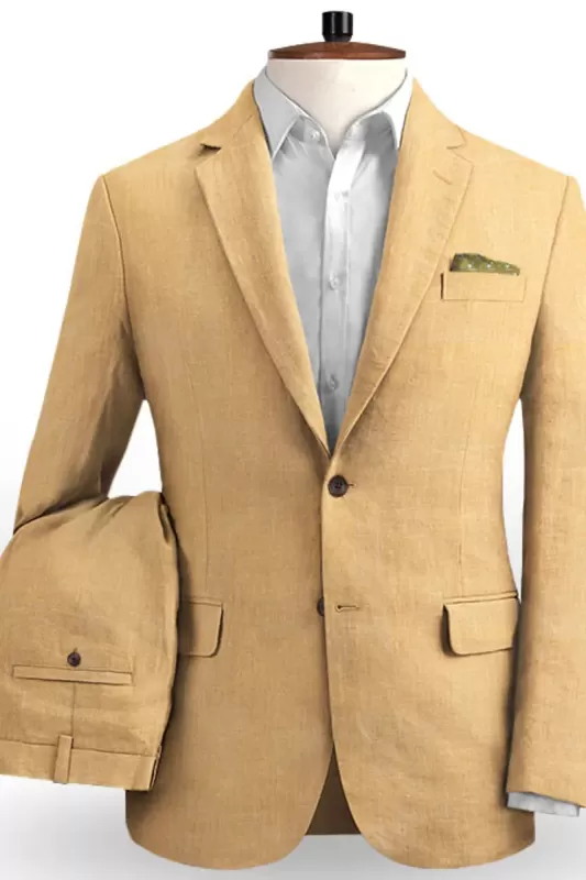 Fashion Linen Men Wedding Suit | Prom 2 Piece Groom Tuxedo Men Fashion