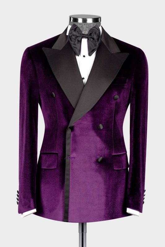 James Purple Velvet Lapel Men Two Piece Suits | Prom Suits