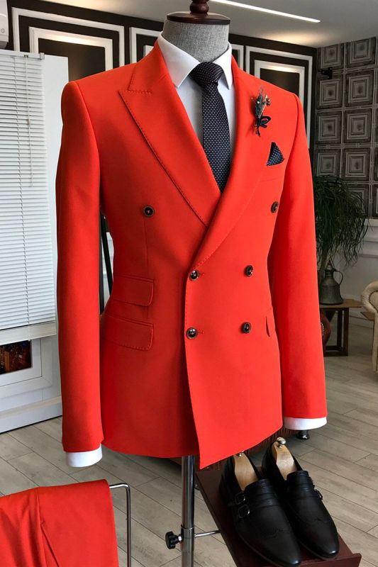 Skyler Red Point Lapel Double Breasted Men Suit For Prom