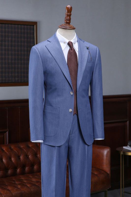 Ahern Blue 2 Notched Lapel Slim Fit Suit