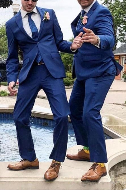 Brody Navy Notched Lapel Stylish Wedding Groomsmen Suit