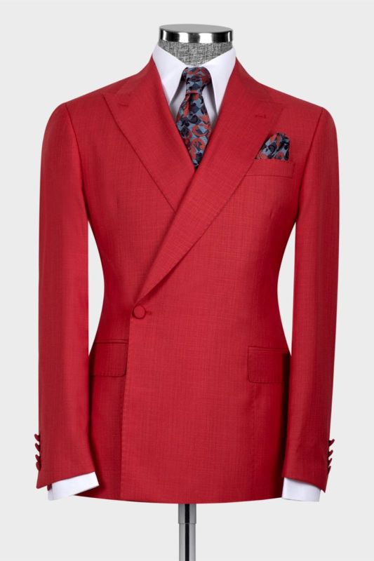 Glen Chic Red One Button Two Pieces Prom Suits For Men