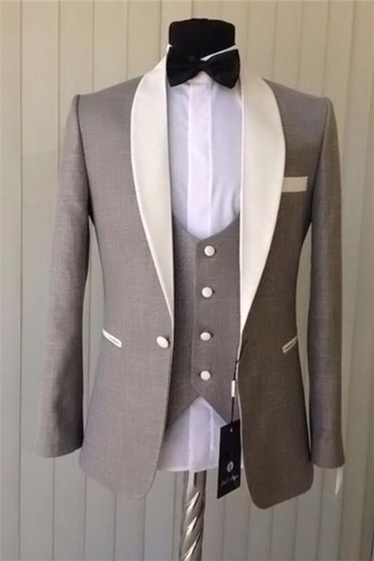 Brown Shawl Lapel 3 Piece Tuxedo | Groom Wedding Mens Suit Suit One Button