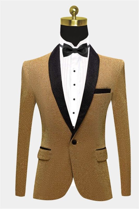 Men Glitter Sequin Blazer |  Gold Men Fit For Prom