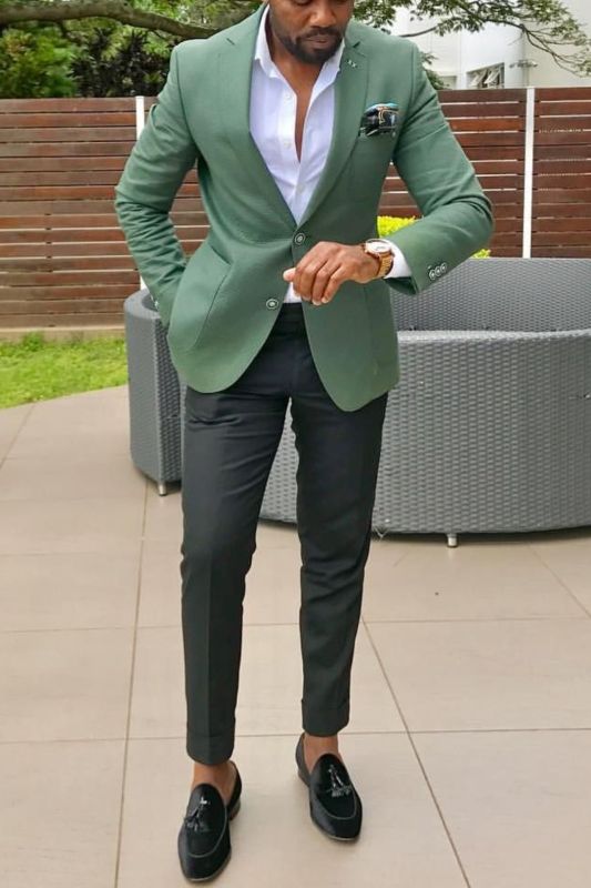 Alexander Green Handsome Slim Fit Lapel Formal Mens Suit