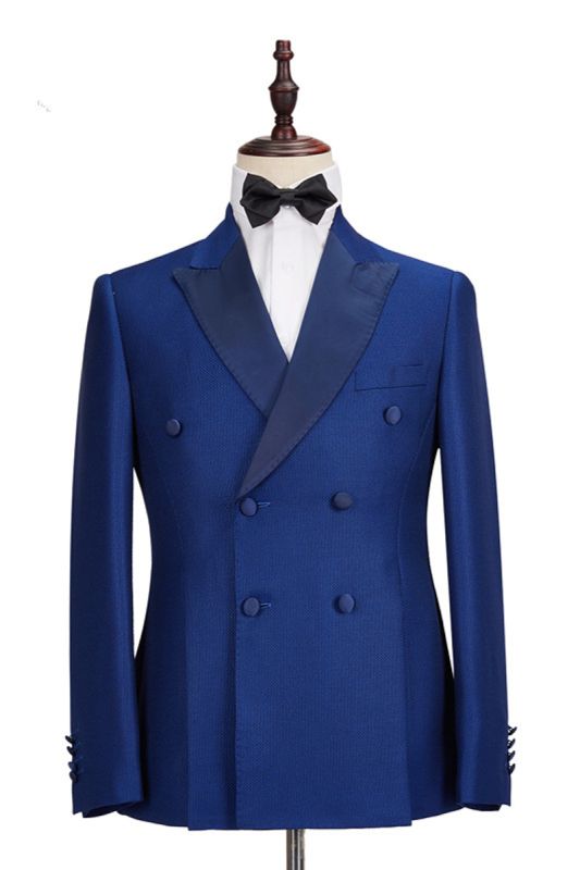 Martin Royal Blue Double Breasted Two Piece Business Mens Suit