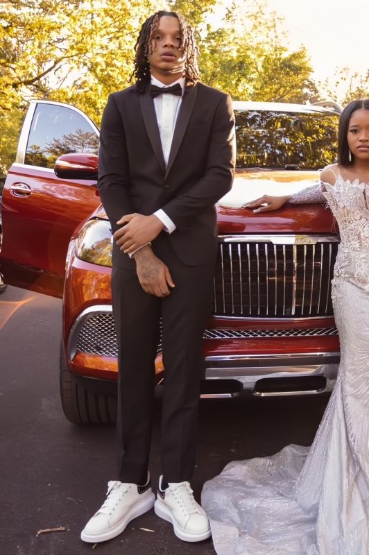 Brady Simple Black Shawl Lapel One Button Two Piece Prom Suits