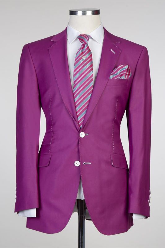 Purple Two-Piece Notched Lapels Tailored Men Suit