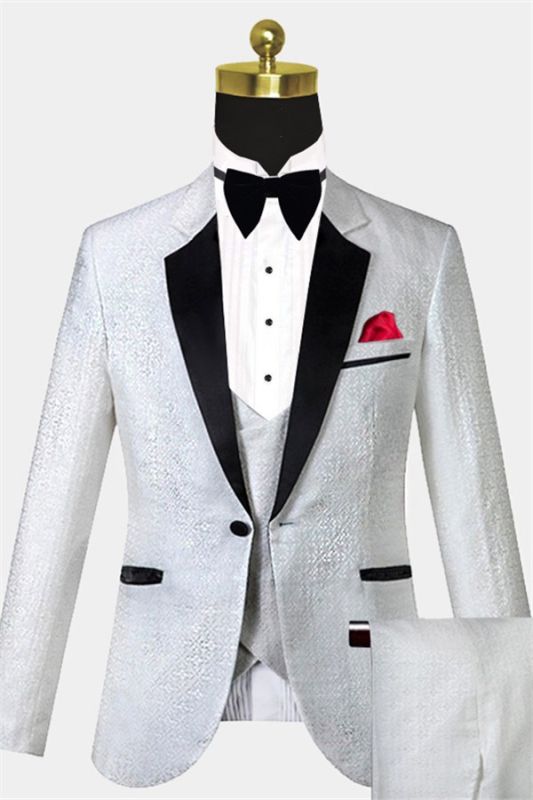 White Vintage Dinner Suits | Print Floral Tuxedo for Men