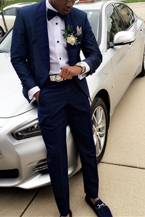 Deep Navy Slim Fit Wedding Groom Suit | Two Piece Men Prom Suit