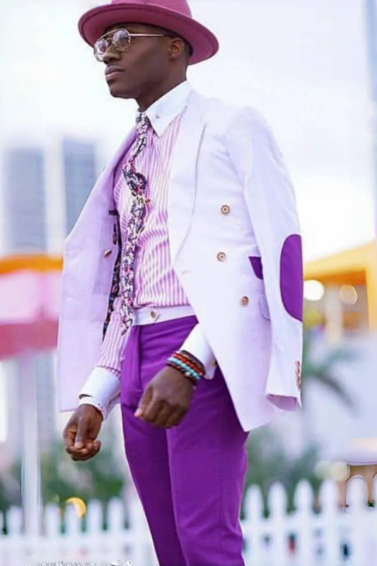 Stylish Perfect Purple Peak Lapel Double Breasted Prom Suit | Two Suits