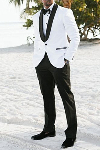 Two Piece White Shawl Lapel Wedding Men Suit