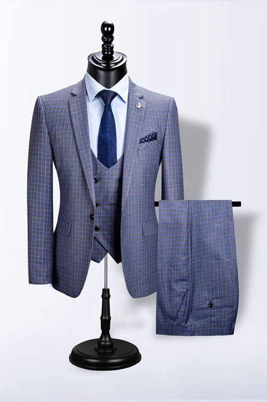 Jaylen Bespoke Plaid Notched Lapel Fitted Formal Business Men Suits