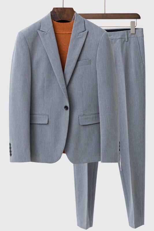 Landyn Grey Custom Fashion Point Collar Loose Men Suit