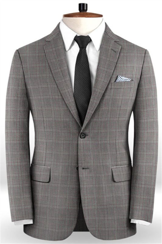 2-Piece Plaid Slim Fit Prom Suit | Brand Designer Business Suit Tuxedo