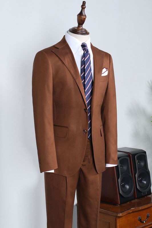 Richard Chic Caramel 2-Piece Point Lapel Slim Fit Suit