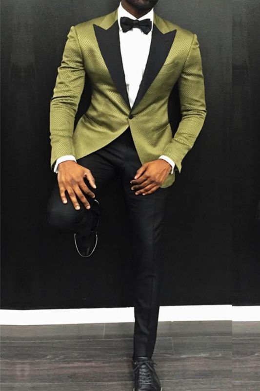 Black Lapel Fashion One Button Slim Prom Mens Suit