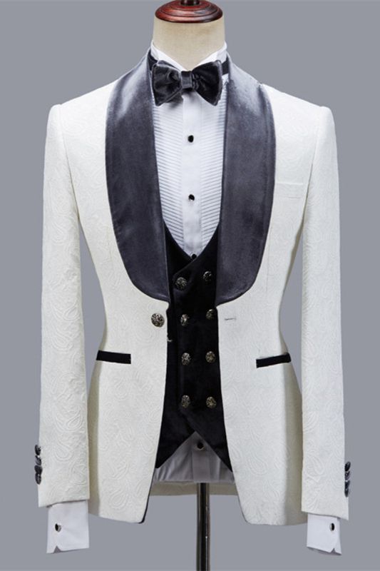 Maverick Fashion Jacquard Slim Shawl Lapel Wedding Men Suit | Bradymensuit