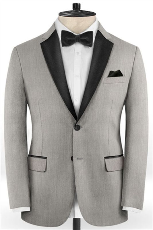 Silver Two Piece Business Mens Suit Online | Custom Prom Suit Tuxedo