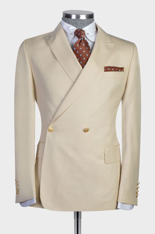 James Champagne Double Breasted Men Lapel Suit | Two Pie Suits