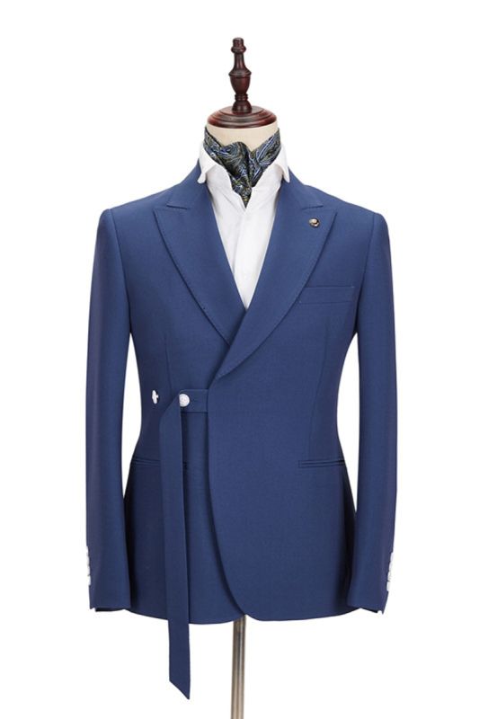 Kayden  Dark Blue Pointed Lapel Slim Fit Mens Business Suit