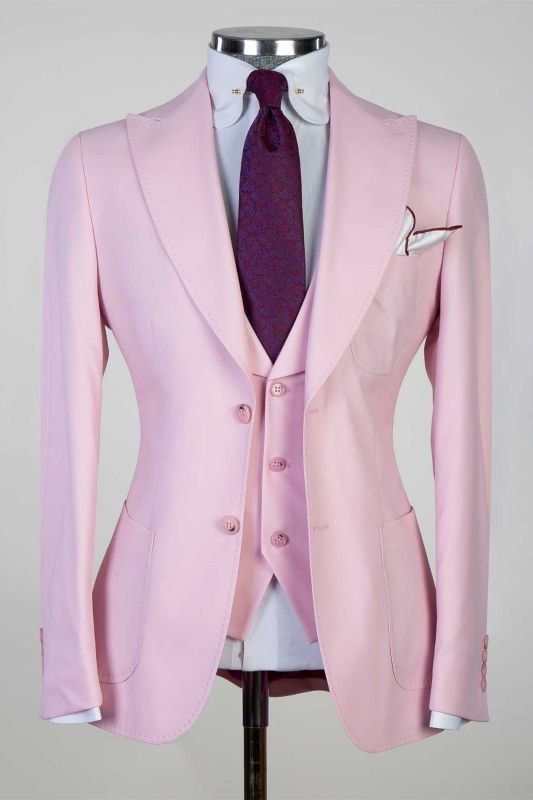 Pink Pointed Lapel Three Piece Best Fit Men's Suit