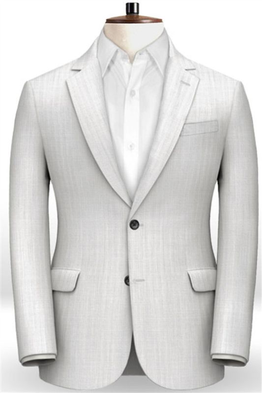 Summer White Linen 2 Piece Men Suit | Groom Wedding Tuxedo Groom Suit Casual