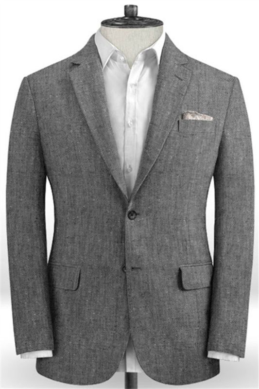 Grey Linen Men Blazer | Beach Wedding Groom Tuxedo Online