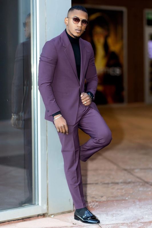Brady Dark Purple Notched Lapel One Button Two Pieces Prom Suits