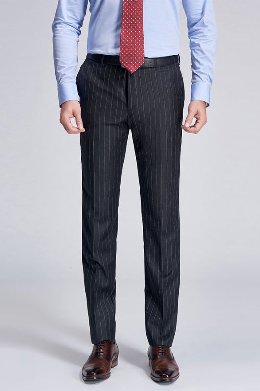 Darius Classic Dark Grey Men Suit Pants With Stripes