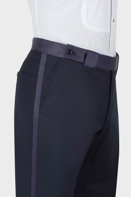 Navy Blue Wool Ball｜Wedding Center Seam Hem Men's Pants